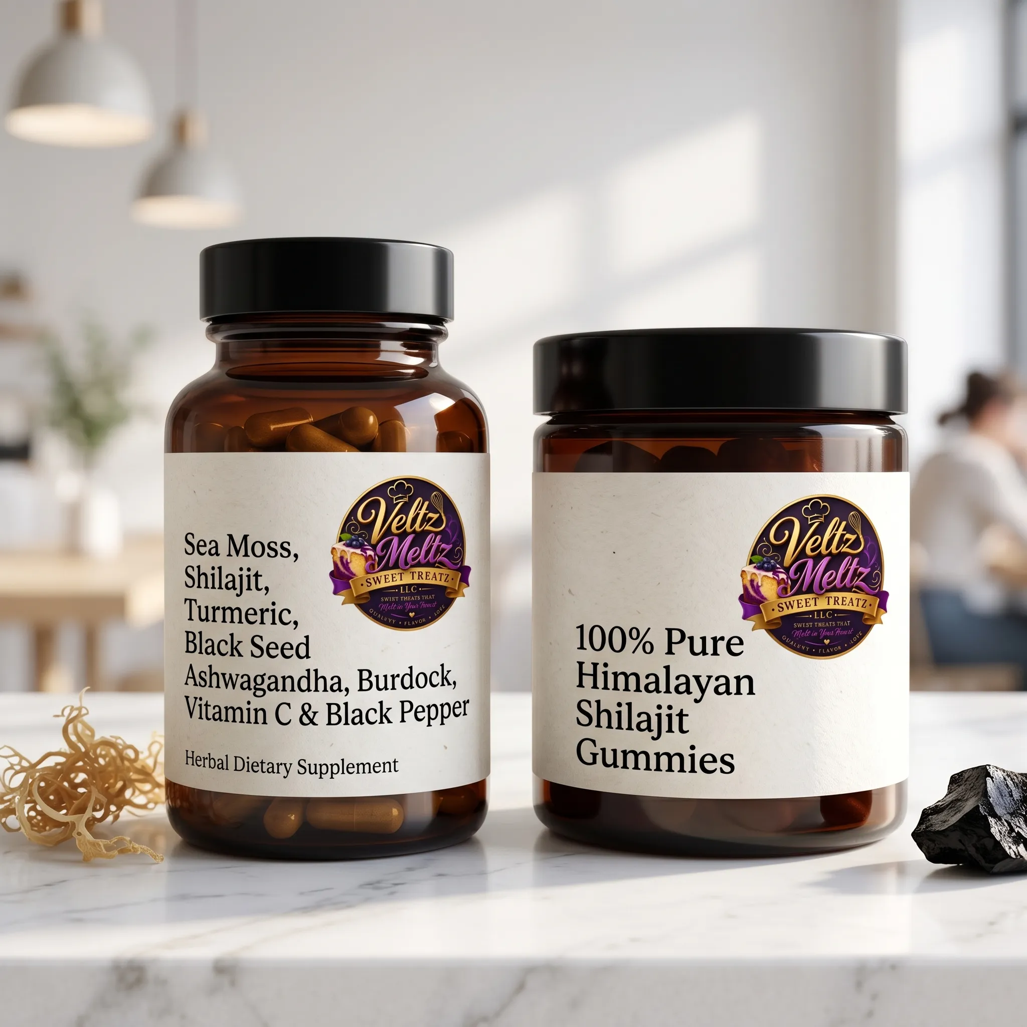 Veltz Meltz Private Label Supplements - Shilajit Gummies and Powerhouse Capsules